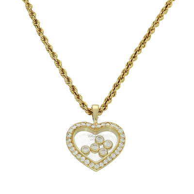 Pre-owned 18ct Yellow Gold Chopard Happy Diamonds Heart Necklace