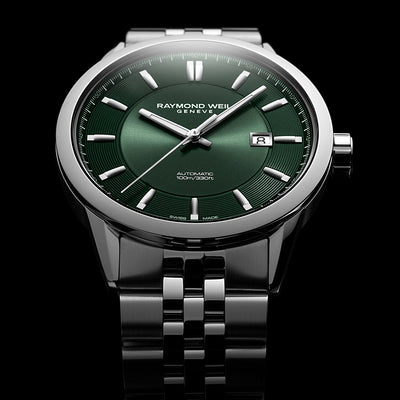 Raymond Weil Freelancer Men’s Automatic Green Dial Stainless Steel Bracelet Watch, 42mm 2731-ST-52001