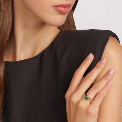 Fabergé Colours of Love Yellow Gold Emerald Fluted Ring
