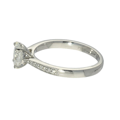 Platinum GIA Certificated 0.70ct Oval Diamond Solitaire Ring with Diamond Shoulders