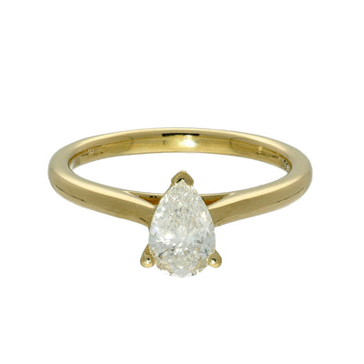 18ct Yellow Gold GIA Certificated 0.70ct Pear Shape Diamond Solitaire Ring