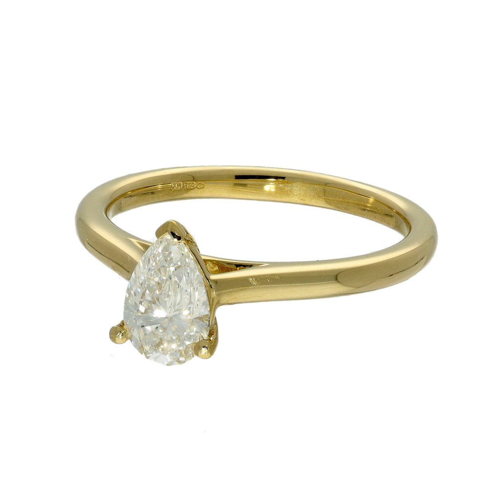 18ct Yellow Gold GIA Certificated 0.70ct Pear Shape Diamond Solitaire Ring