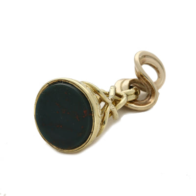 Vintage Yellow Gold & Blood Stone Seal Fob Pendant