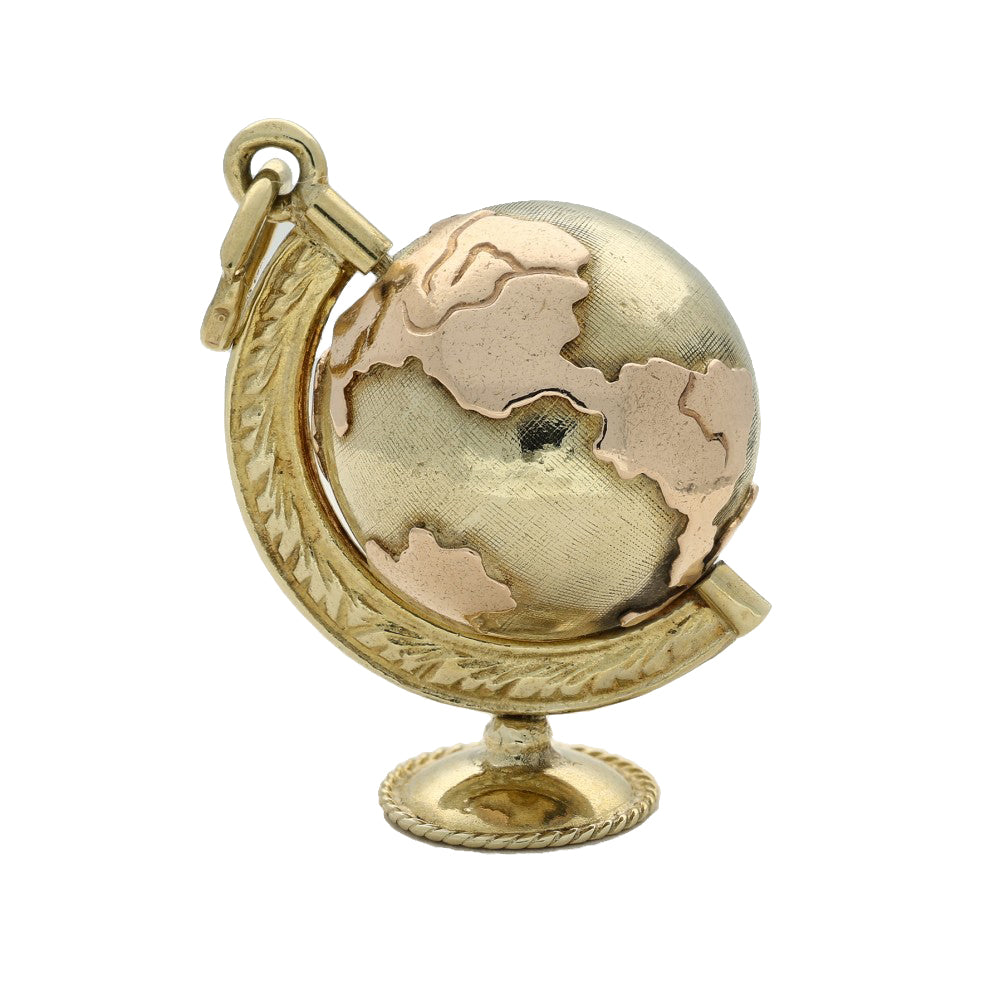 Vintage 9ct Yellow Gold Charm - Spinning Globe 1970's