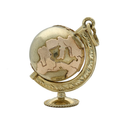 Vintage 9ct Yellow Gold Charm - Spinning Globe 1970's