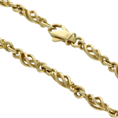 Pre-owned 9ct Yellow Gold Twist Link Chain Necklace 24"