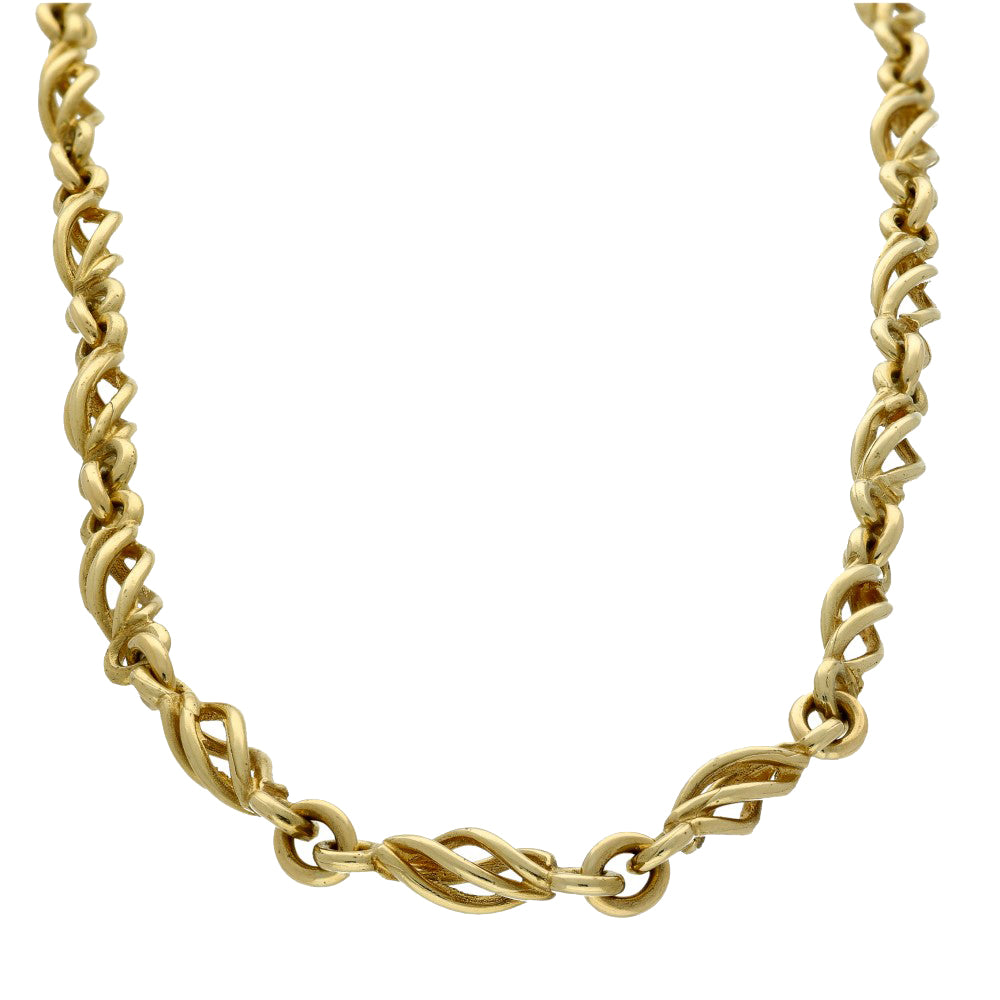 Pre-owned 9ct Yellow Gold Twist Link Chain Necklace 24"