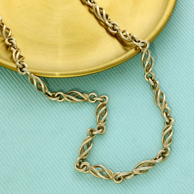 Pre-owned 9ct Yellow Gold Twist Link Chain Necklace 24"