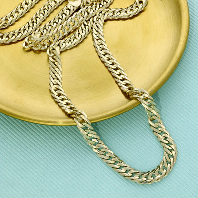 Pre-owned 9ct Yellow Gold Double Curb Link Chain Necklace 20"