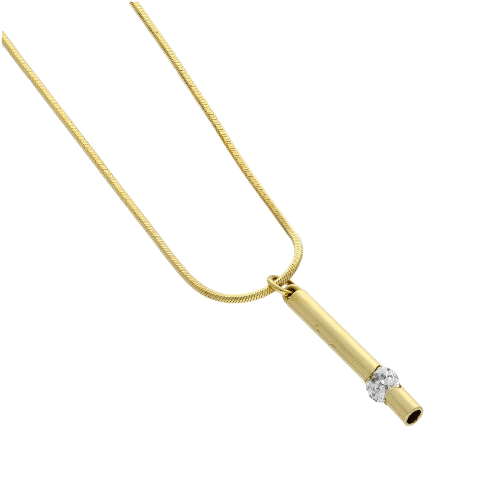 Pre-owned 18ct Yellow Gold Contemporary Diamond Bar Pendant & Chain 18"