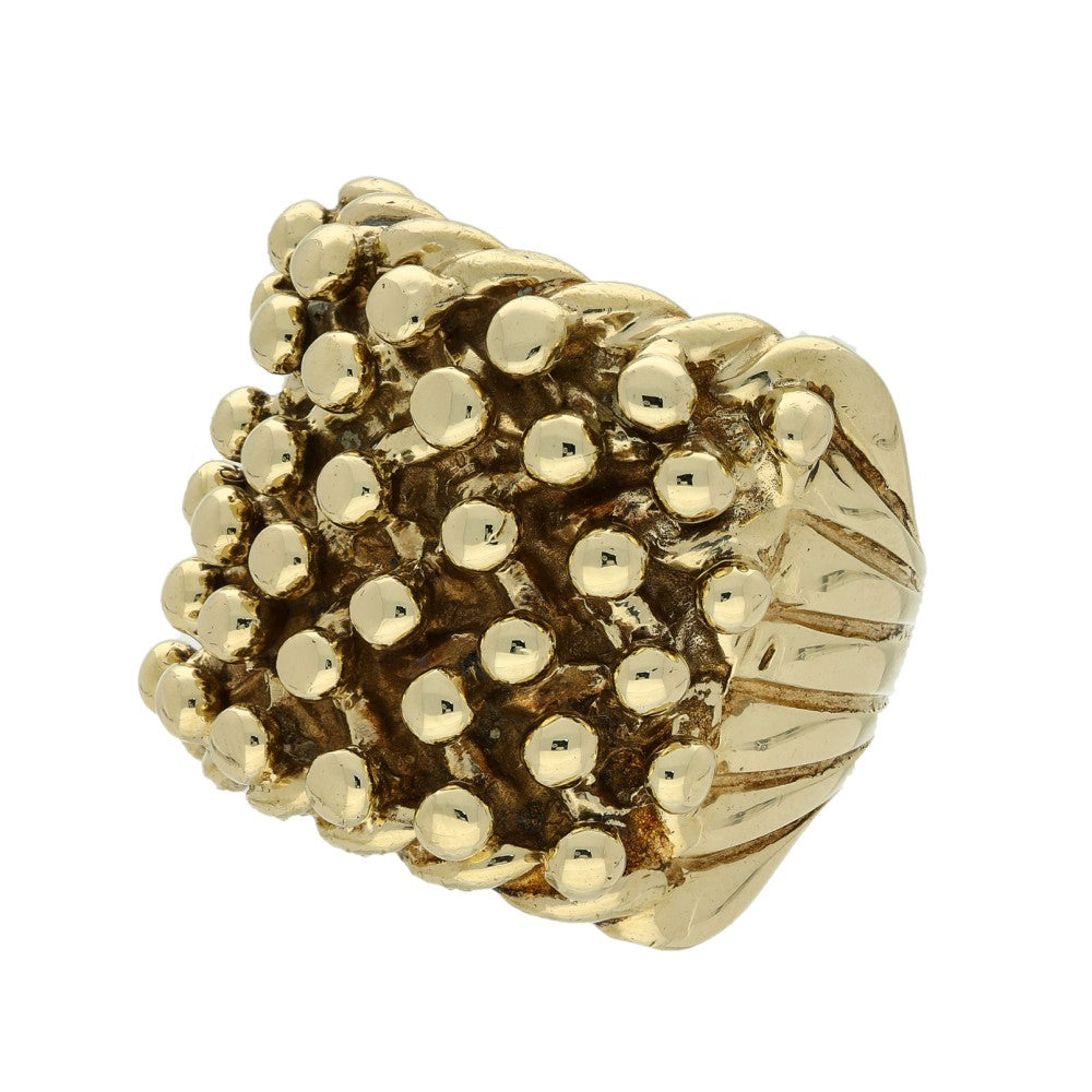 Pre-owned Large 9ct Yellow Gold 6 Row Keeper Shot Knot Ring 25g