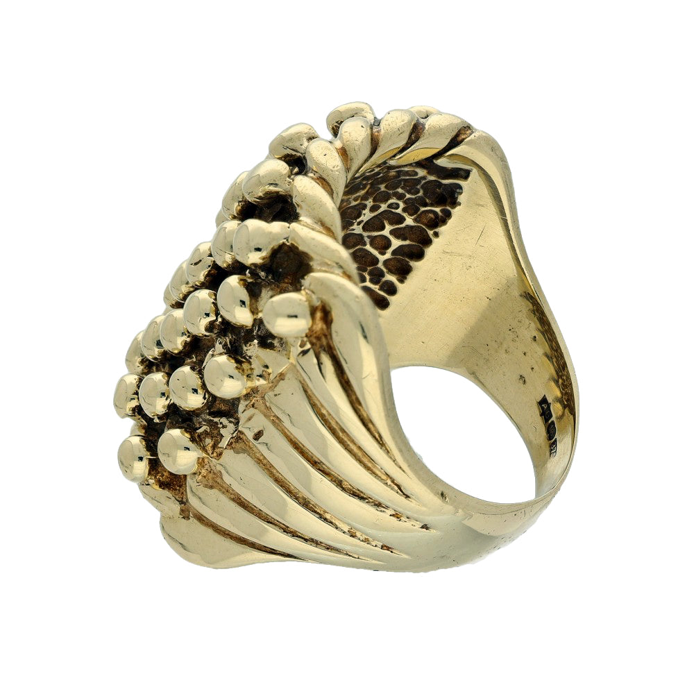 Pre-owned Large 9ct Yellow Gold 6 Row Keeper Shot Knot Ring 25g