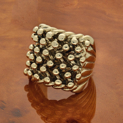 Pre-owned Large 9ct Yellow Gold 6 Row Keeper Shot Knot Ring 25g