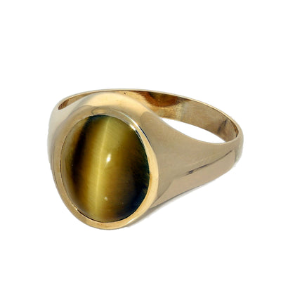Vintage 9ct Yellow Gold Tigers Eye Signet Ring