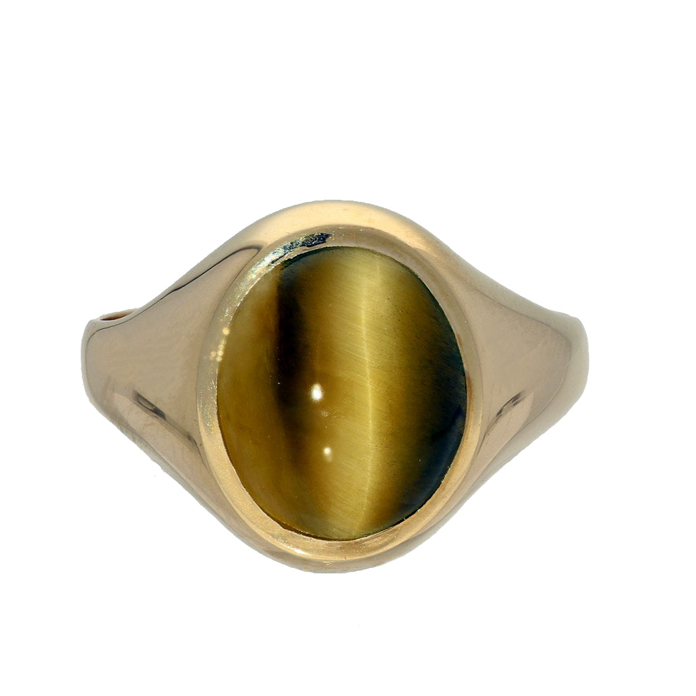 Vintage 9ct Yellow Gold Tigers Eye Signet Ring