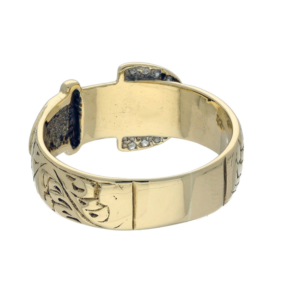 Pre-owned 9ct Yellow Gold Diamond Buckle Ring 5.79g