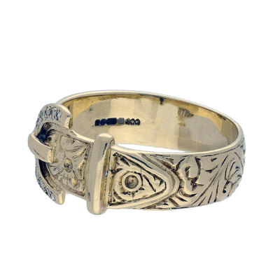 Pre-owned 9ct Yellow Gold Diamond Buckle Ring 5.79g