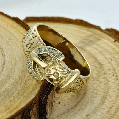 Pre-owned 9ct Yellow Gold Diamond Buckle Ring 5.79g