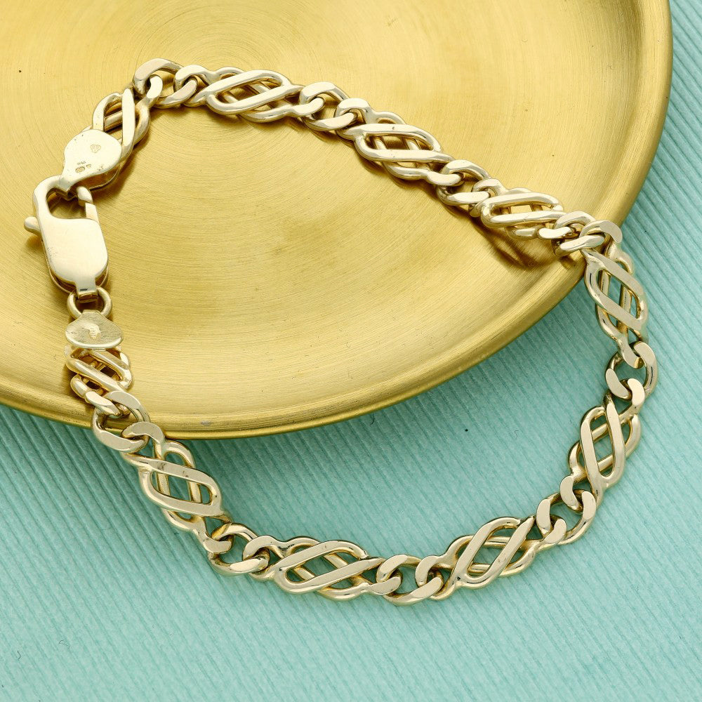 Pre-owned 9ct Yellow Gold Celtic Link Chain Bracelet