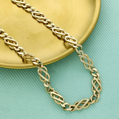 Pre-owned 9ct Yellow Gold Celtic Link Chain Necklace 24"