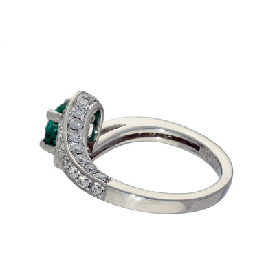 Platinum Emerald & Diamond Twist Cocktail Ring