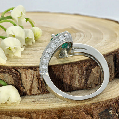 Platinum Emerald & Diamond Twist Cocktail Ring