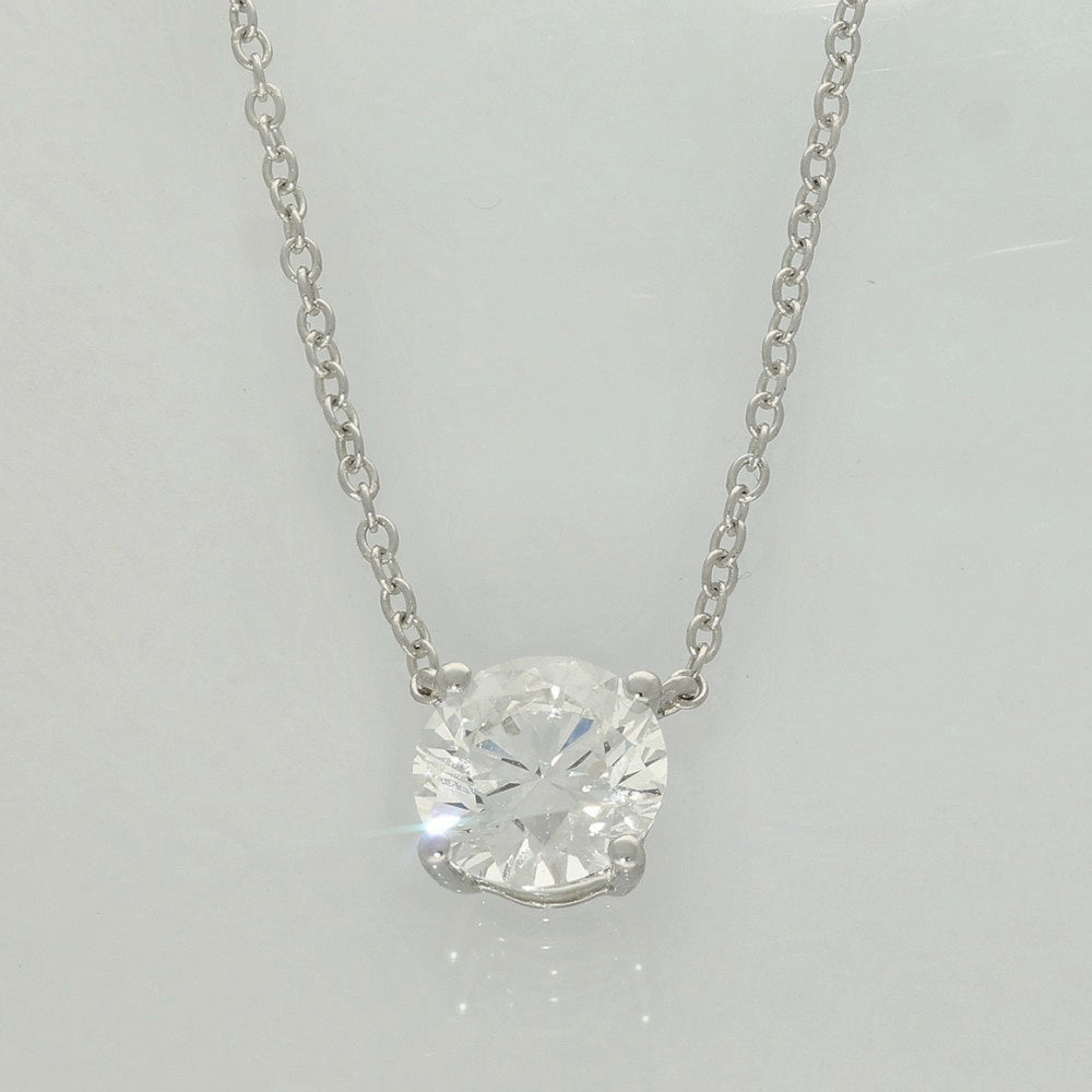 9ct White Gold 4-Claw Laboratory-Grown Diamond Solitaire Pendant Necklace - 1ct