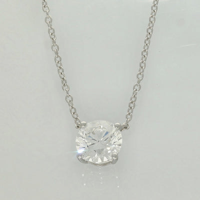 9ct White Gold 4-Claw Laboratory-Grown Diamond Solitaire Pendant Necklace - 1ct