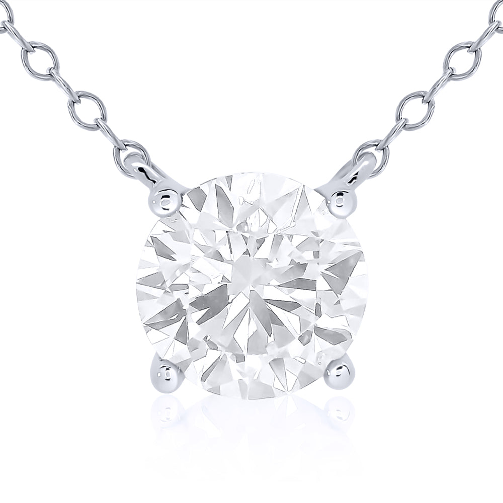 9ct White Gold 4-Claw Laboratory-Grown Diamond Solitaire Pendant Necklace - 1ct