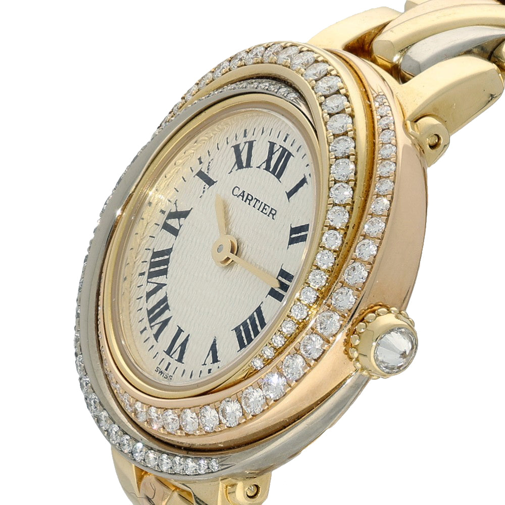 Pre-owned Cartier Must De Trinity 18ct Gold Diamond Dial Quartz Ladies Watch 2357