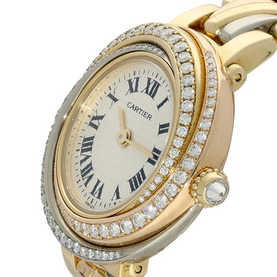 Pre-owned Cartier Must De Trinity 18ct Gold Diamond Dial Quartz Ladies Watch 2357
