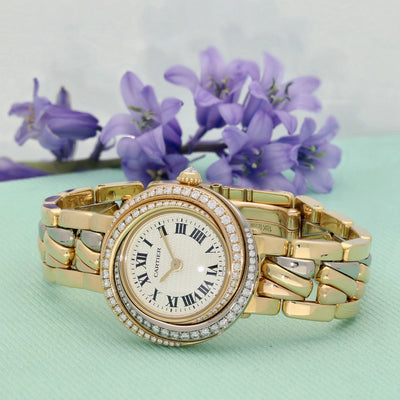Pre-owned Cartier Must De Trinity 18ct Gold Diamond Dial Quartz Ladies Watch 2357