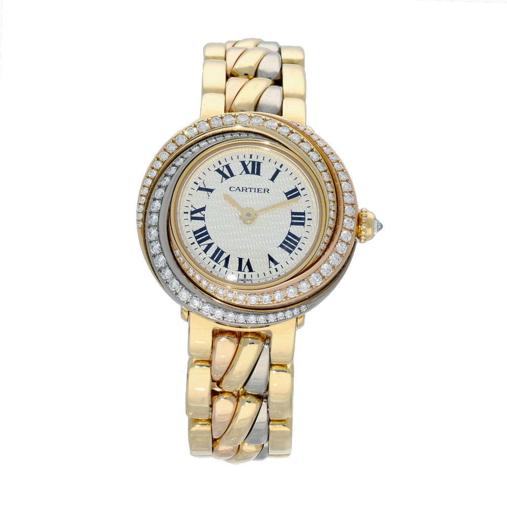 Pre-owned Cartier Must De Trinity 18ct Gold Diamond Dial Quartz Ladies Watch 2357