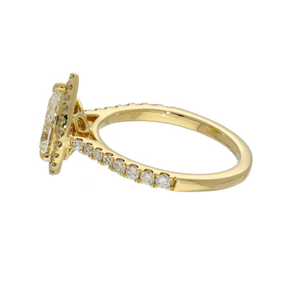 18ct Yellow Gold Laboratory-Grown 1ct Pear Diamond Halo Shoulders Ring