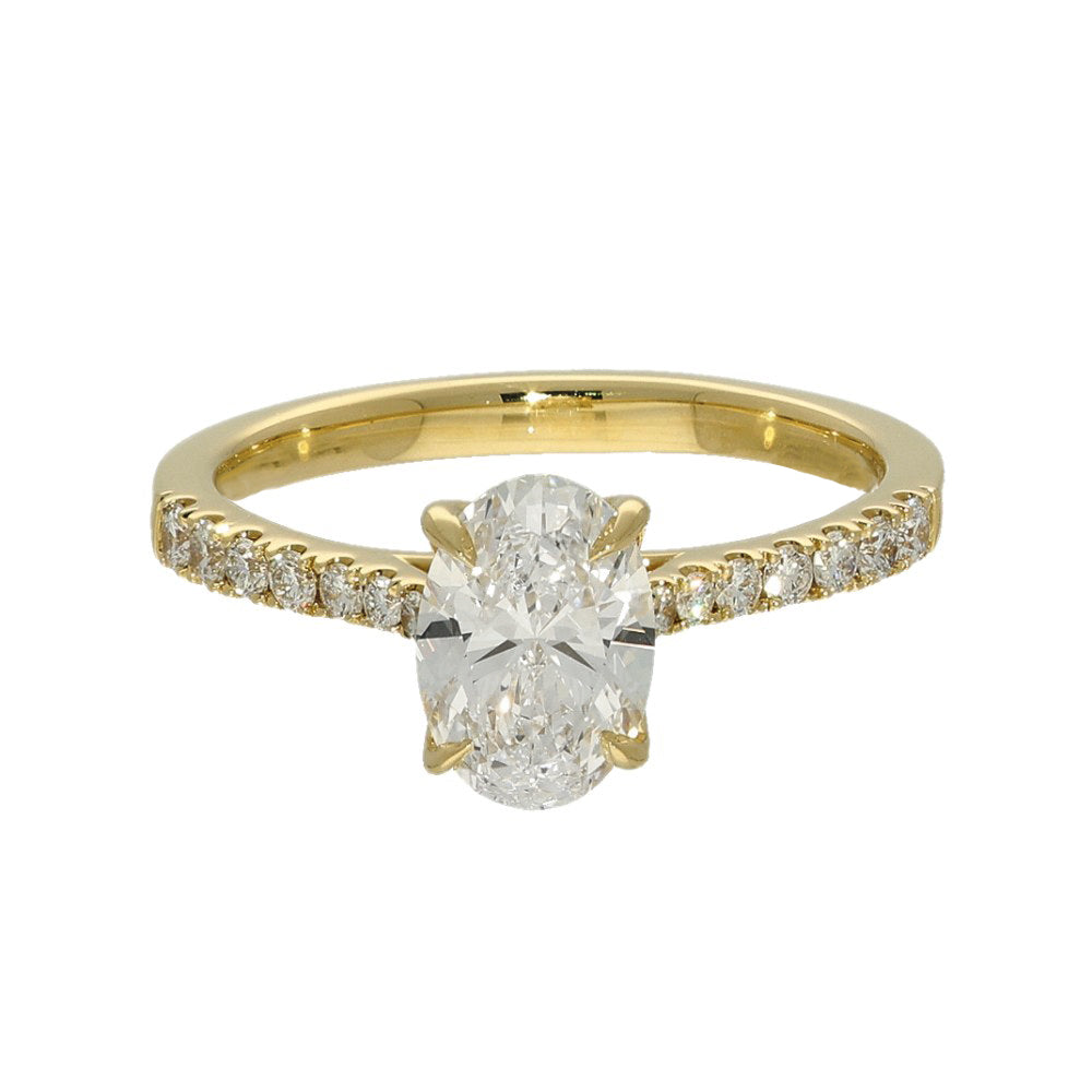 18ct Yellow Gold Laboratory-Grown 1ct Oval Diamond Solitaire Shoulders Ring