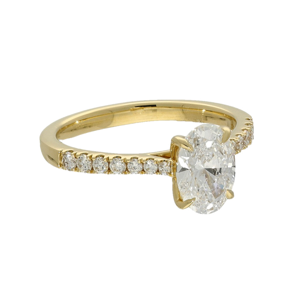 18ct Yellow Gold Laboratory-Grown 1ct Oval Diamond Solitaire Shoulders Ring