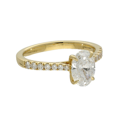 18ct Yellow Gold Laboratory-Grown 1ct Oval Diamond Solitaire Shoulders Ring