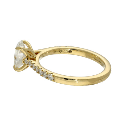 18ct Yellow Gold Laboratory-Grown 1ct Oval Diamond Solitaire Shoulders Ring