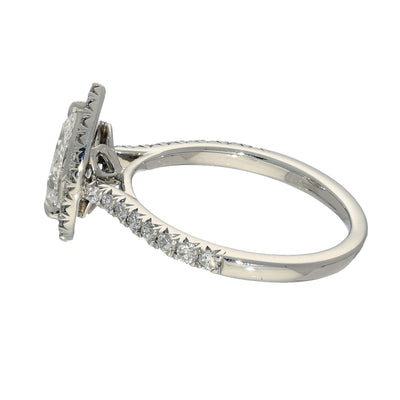 Platinum Laboratory-Grown 1ct Pear Diamond Halo Shoulders Ring