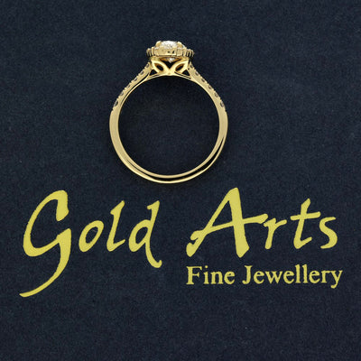 18ct Yellow Gold Laboratory-Grown 1ct Oval Diamond Halo Shoulders Ring