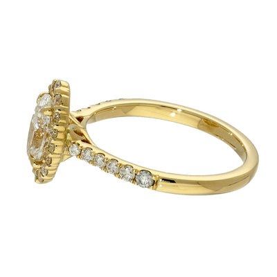 18ct Yellow Gold Laboratory-Grown 1ct Oval Diamond Halo Shoulders Ring