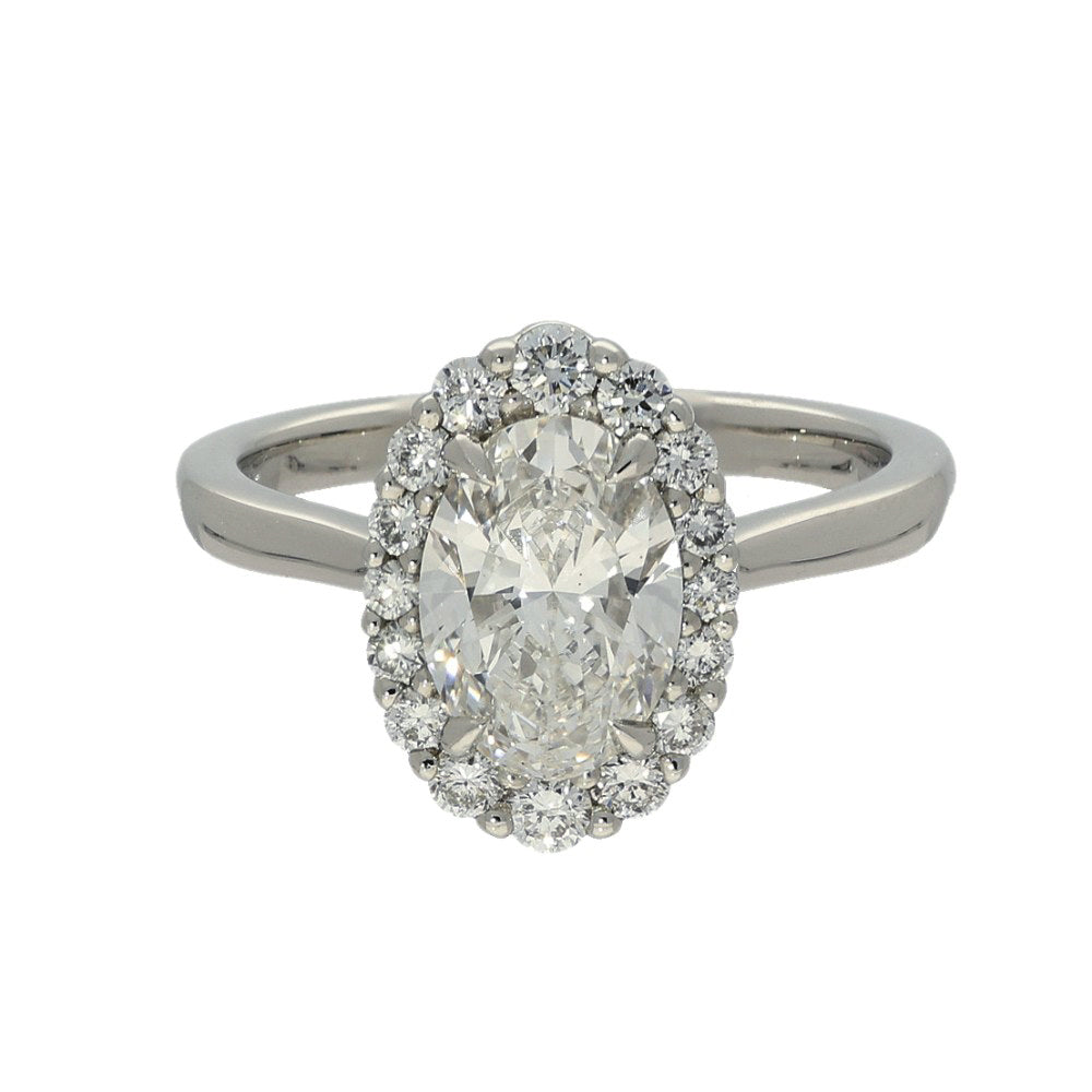 Platinum Laboratory-Grown 1.55ct Oval Diamond Halo Ring