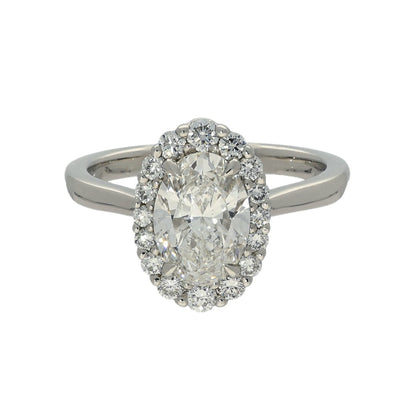 Platinum Laboratory-Grown 1.55ct Oval Diamond Halo Ring
