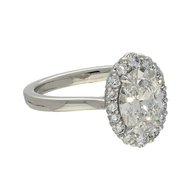 Platinum Laboratory-Grown 1.55ct Oval Diamond Halo Ring
