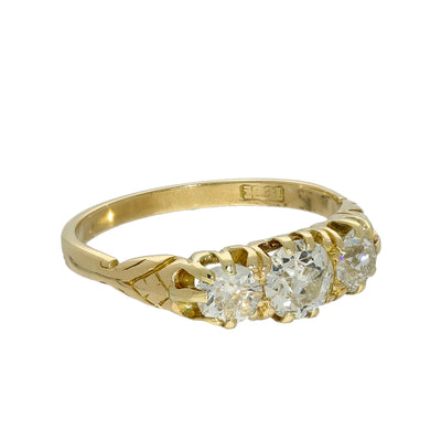 Antique 18ct Yellow Gold Old Cut Diamond Trilogy Ring