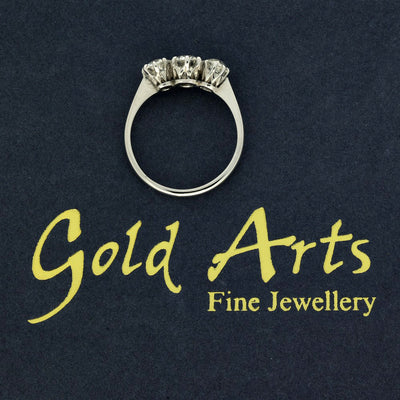 Antique 18ct White Gold Old Cut Diamond Trilogy Ring