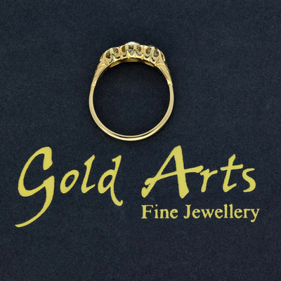 Antique 18ct Yellow Gold Old Cut Diamond Trilogy Ring