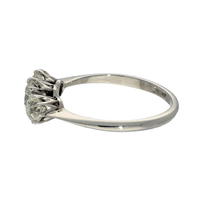 Antique 18ct White Gold Old Cut Diamond Trilogy Ring