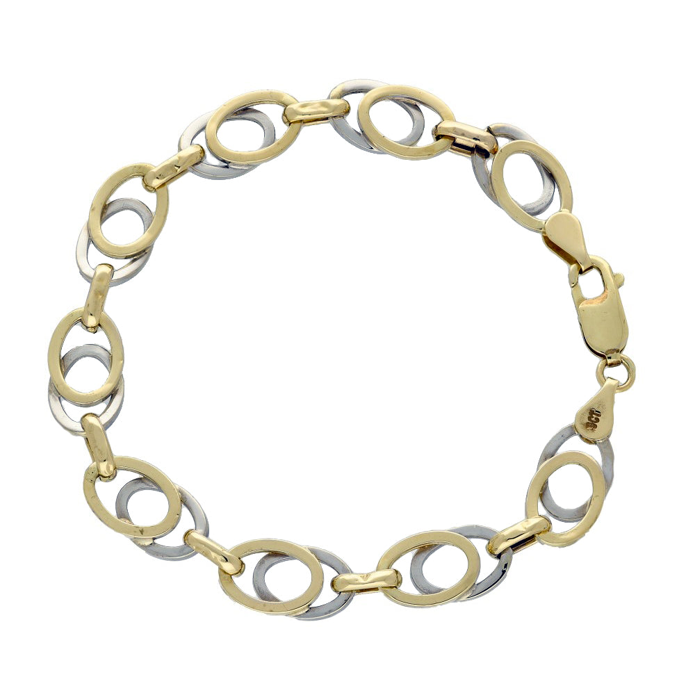 Pre-loved 9ct Bicolour Gold Double Oval Link Bracelet
