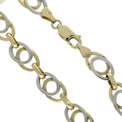 Pre-loved 9ct Bicolour Gold Double Oval Link Bracelet